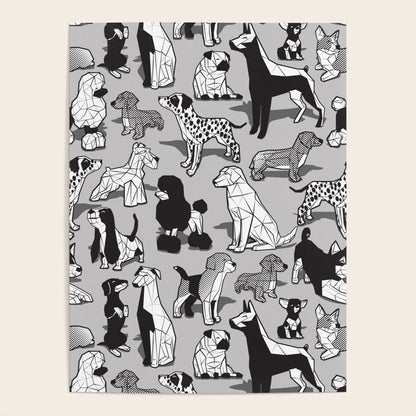 Geometric sweet wet noses // grey background black and white dogs Poster Gallery Image 1