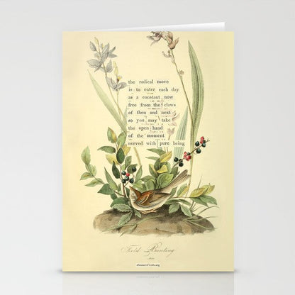 Bird Divinations: Field Bunting (about: almanacofbirds.org) Stationery Card Gallery Image 1