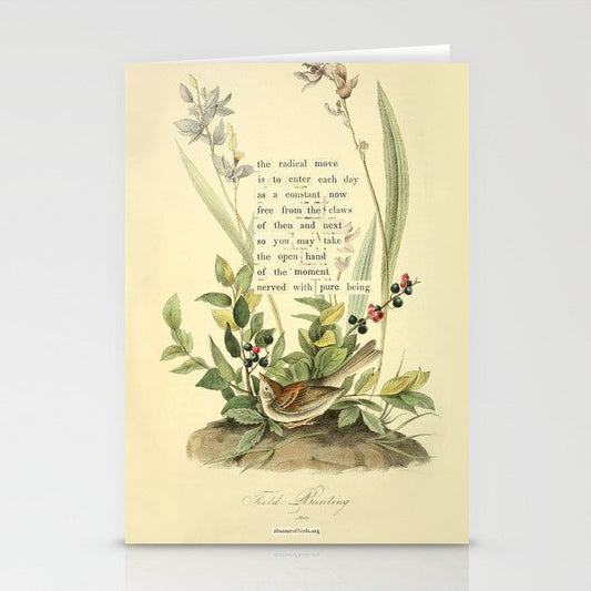 Bird Divinations: Field Bunting (about: almanacofbirds.org) Stationery Card Gallery Image 1