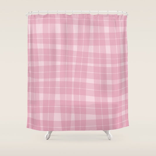Wavy Plaid Pink Shower Curtain Gallery Image 1
