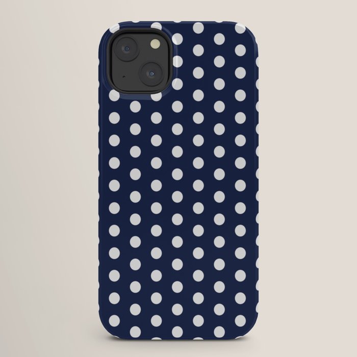 Navy Blue Polka Dots Minimalist Line Drawing iPhone Case Gallery Image 26