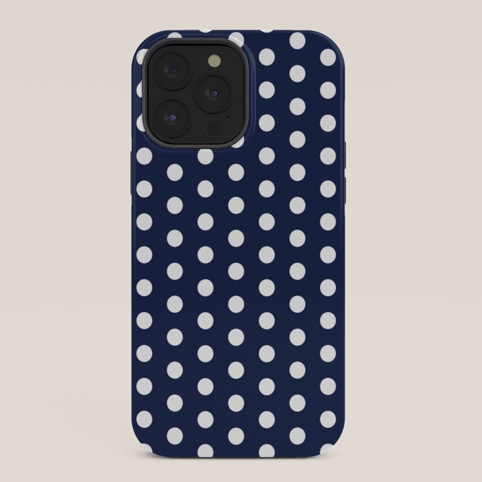 Navy Blue Polka Dots Minimalist Line Drawing iPhone Case Gallery Image 36