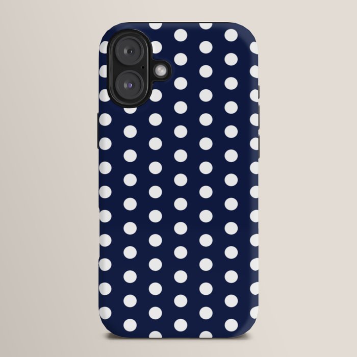 Navy Blue Polka Dots Minimalist Line Drawing iPhone Case Gallery Image 14