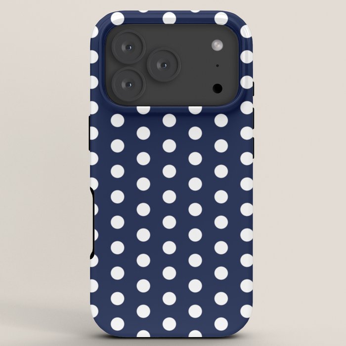 Navy Blue Polka Dots Minimalist Line Drawing iPhone Case Gallery Image 7