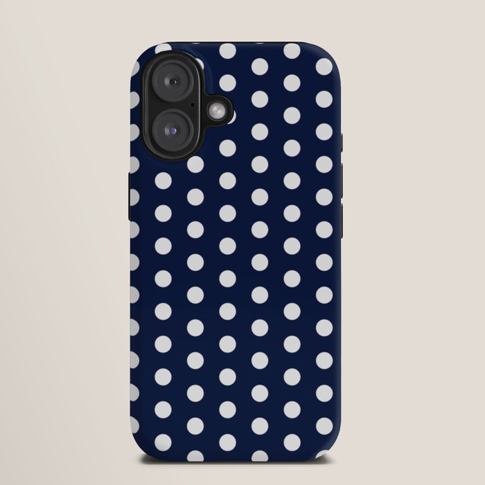 Navy Blue Polka Dots Minimalist Line Drawing iPhone Case Gallery Image 9