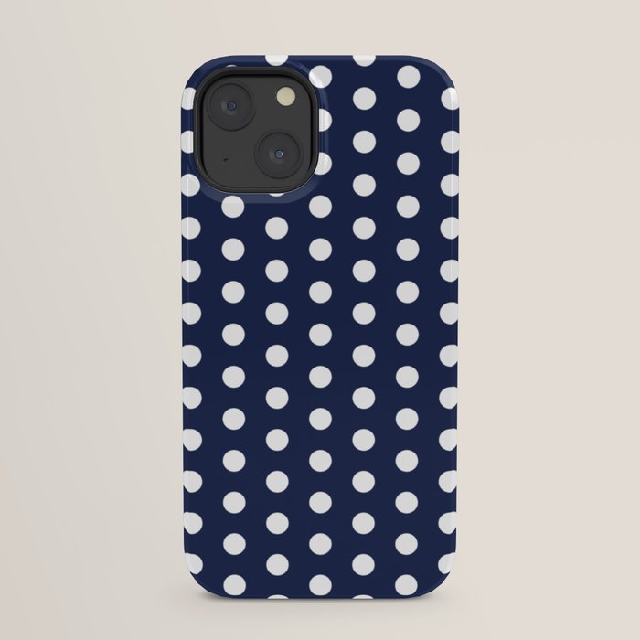 Navy Blue Polka Dots Minimalist Line Drawing iPhone Case Gallery Image 21