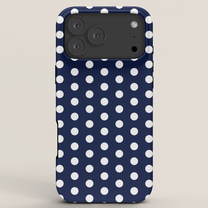 Navy Blue Polka Dots Minimalist Line Drawing iPhone Case Gallery Image 8