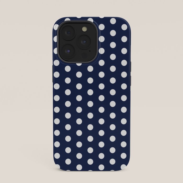 Navy Blue Polka Dots Minimalist Line Drawing iPhone Case Gallery Image 35