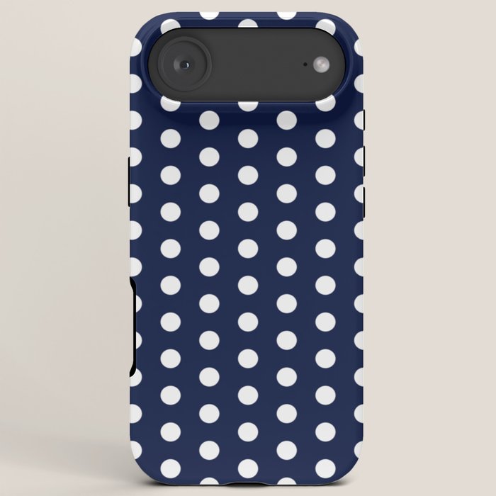 Navy Blue Polka Dots Minimalist Line Drawing iPhone Case Gallery Image 6