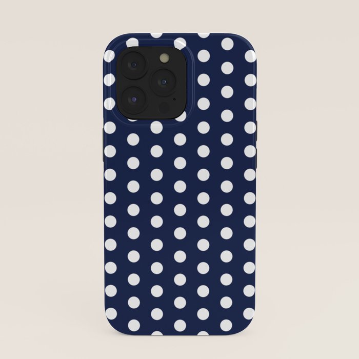 Navy Blue Polka Dots Minimalist Line Drawing iPhone Case Gallery Image 39