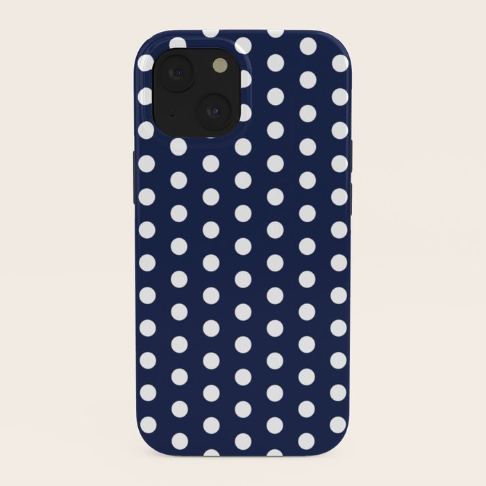 Navy Blue Polka Dots Minimalist Line Drawing iPhone Case Gallery Image 38