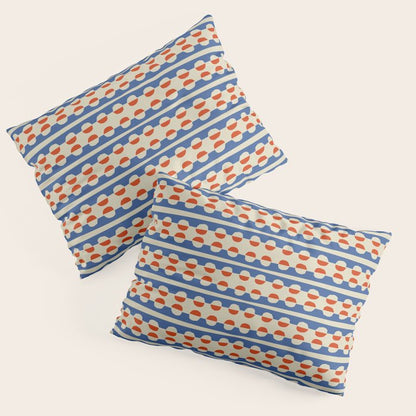 Dots and Lines - Blue and Red Pillow Sham Gallery Image 1