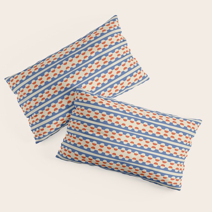Dots and Lines - Blue and Red Pillow Sham Gallery Image 4
