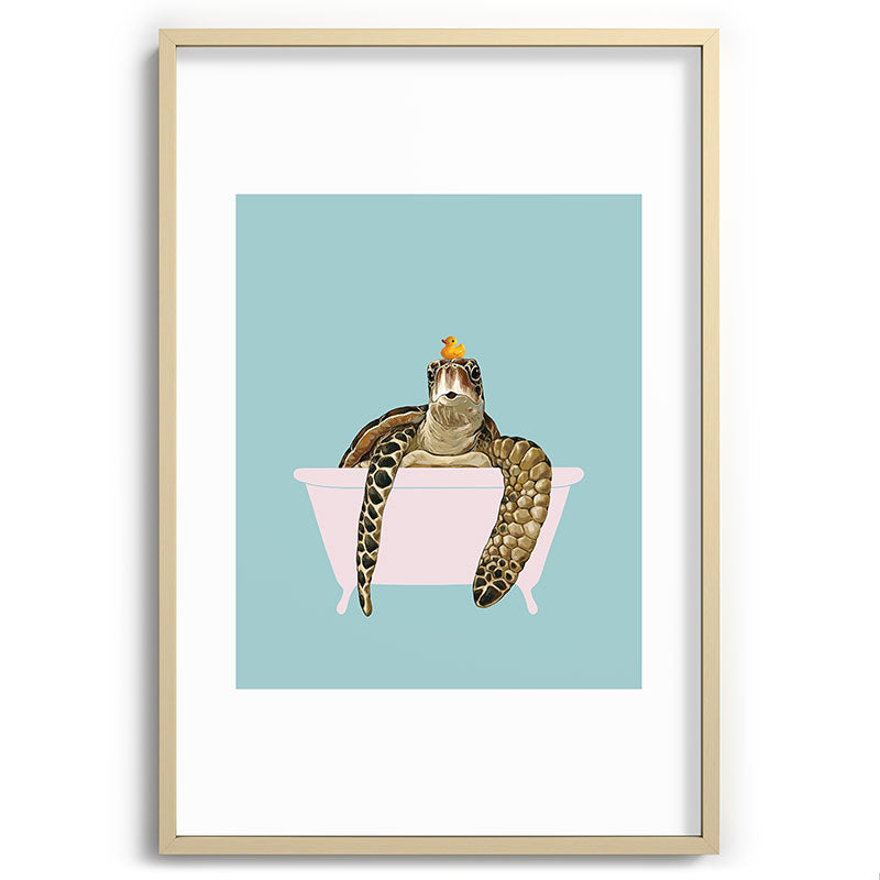 Sea Turtle in Bathtub Framed Art Print Gallery Image 102