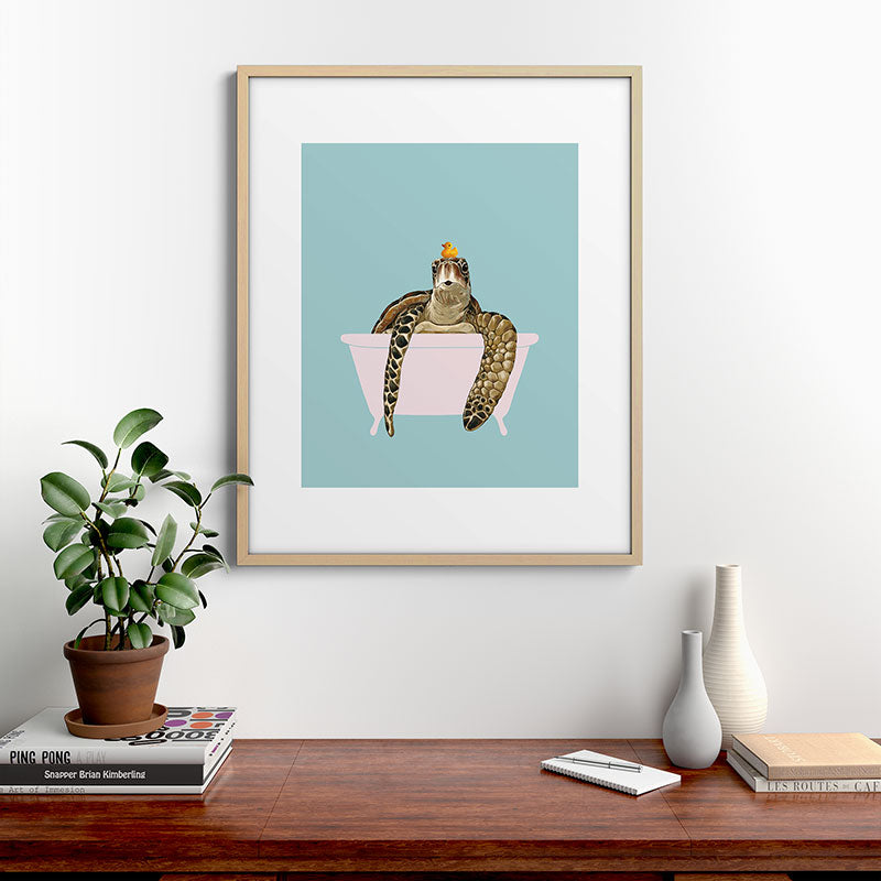 Sea Turtle in Bathtub Framed Art Print Gallery Image 29