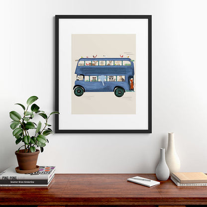 the big blue bus Framed Art Print Gallery Image 48