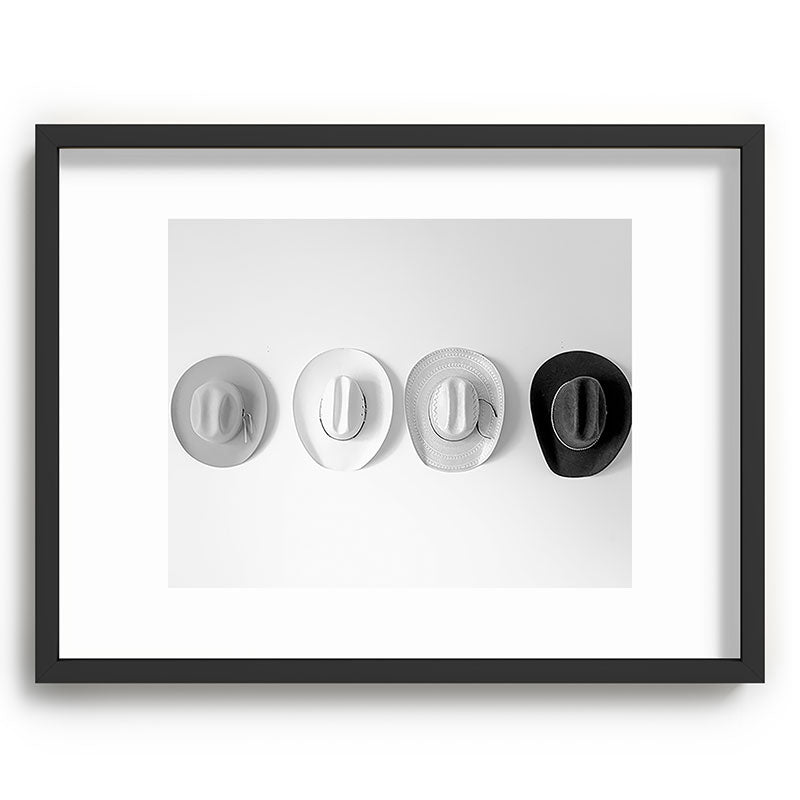 Cowboy Hat Wall - Black and White Framed Art Print Gallery Image 61