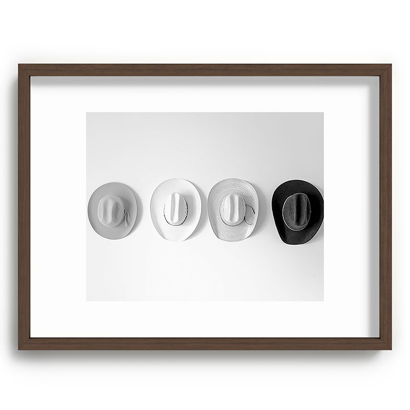 Cowboy Hat Wall - Black and White Framed Art Print Gallery Image 67