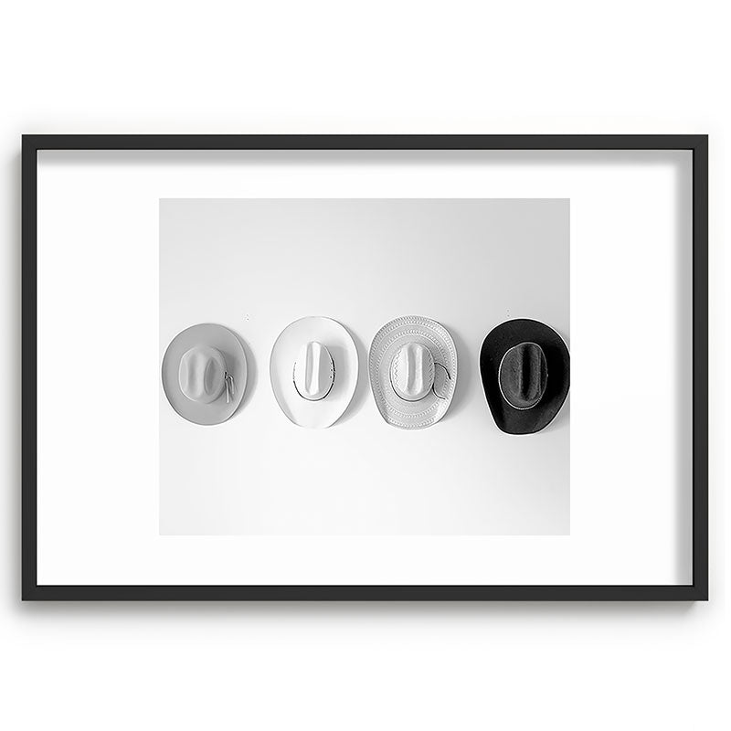 Cowboy Hat Wall - Black and White Framed Art Print Gallery Image 62