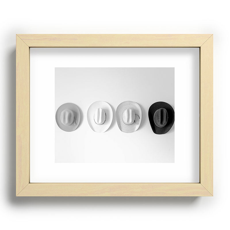 Cowboy Hat Wall - Black and White Framed Art Print Gallery Image 70