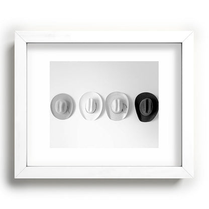 Cowboy Hat Wall - Black and White Framed Art Print Gallery Image 75