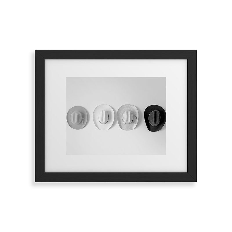 Cowboy Hat Wall - Black and White Framed Art Print Gallery Image 32