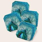Aqua turquoise agate mineral gem stone Coaster Gallery Image 1