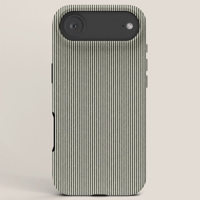 linen textured stripes - olive green iPhone Case Gallery Image 6