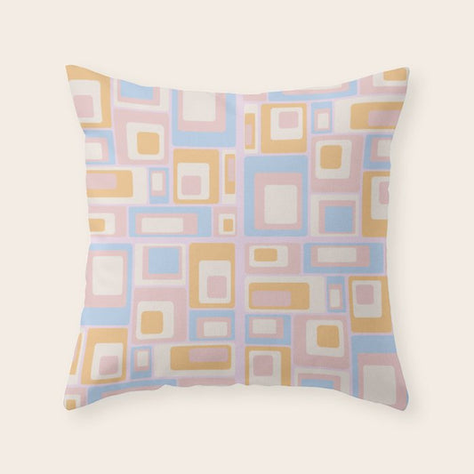 mid century mod squares pastel beach palette Throw Pillow Gallery Image 1