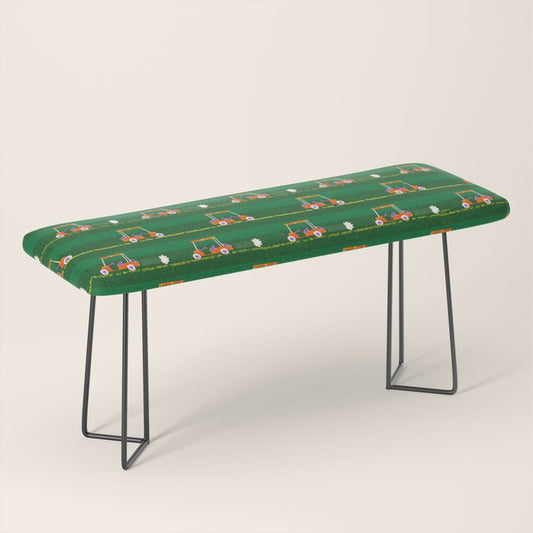 Retro Golf Cart Rides in Emerald Green & Orange Bench Gallery Image 1