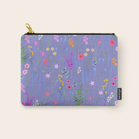 blue meadows colorful floral pattern Carry All Pouch Gallery Image 1