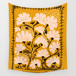 Ever blooming good vibes mustard yellow Wall Tapestry Gallery Image 1