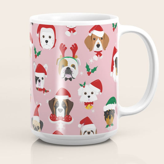 Christmas Dog Pattern Illustration Coffee Mug Gallery Image 2