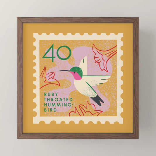 Hummingbird Postage Stamp Mini Art Print Gallery Image 2