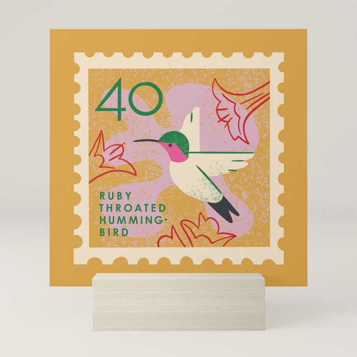 Hummingbird Postage Stamp Mini Art Print Gallery Image 5