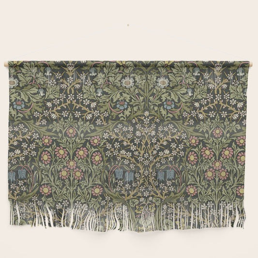 William Morris Vintage Blackthorn Green Charcoal Wall Hanging Gallery Image 1