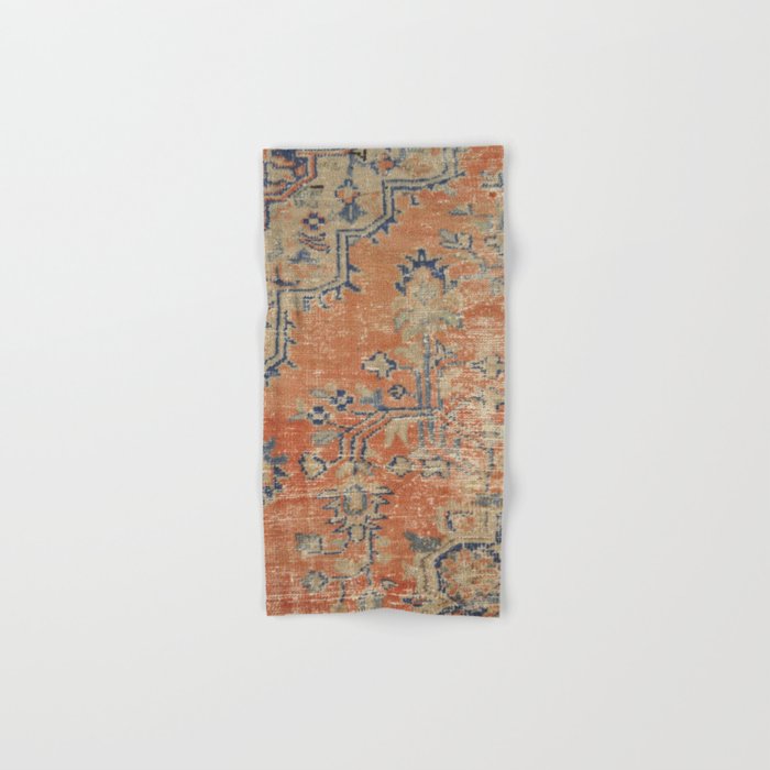 Vintage Woven Navy and Orange Bath Towel Gallery Image 1