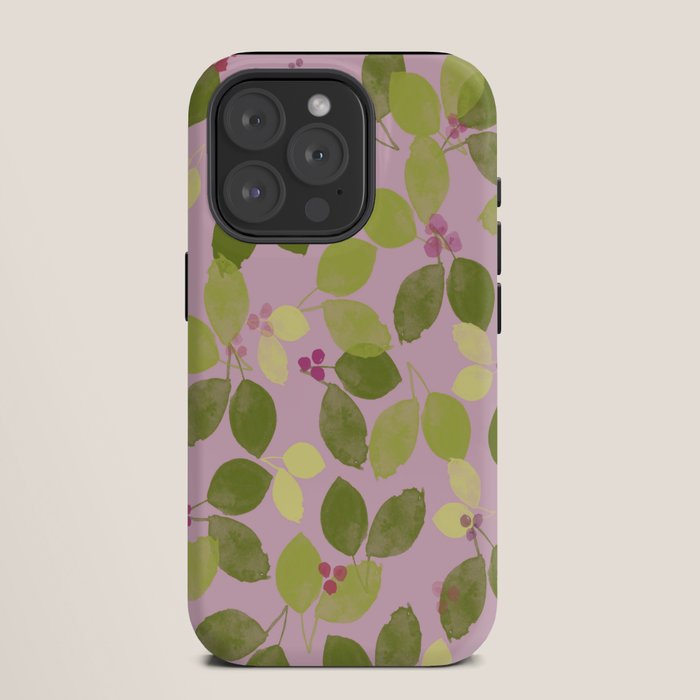 Summer Leaves and Berries on Pink iPhone Case Gallery Image 11