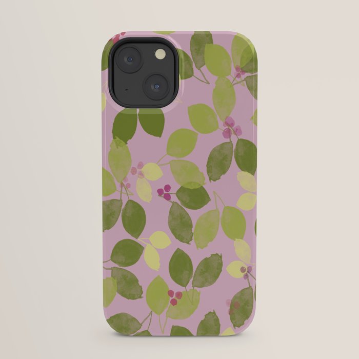 Summer Leaves and Berries on Pink iPhone Case Gallery Image 29