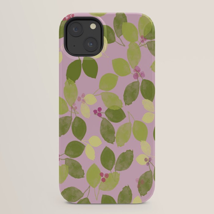 Summer Leaves and Berries on Pink iPhone Case Gallery Image 22
