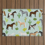 Horses Cactus - horse, cactus, western, texas, cowgirl, girl, cactus fabric, blanket, horse Outdoor Rug Gallery Image 1