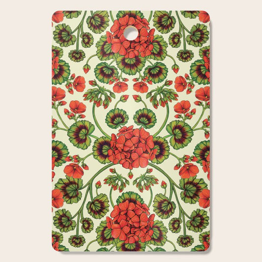 Red Geraniums - Vintage-Inspired Floral Pattern For Spring Cutting Board Gallery Image 1