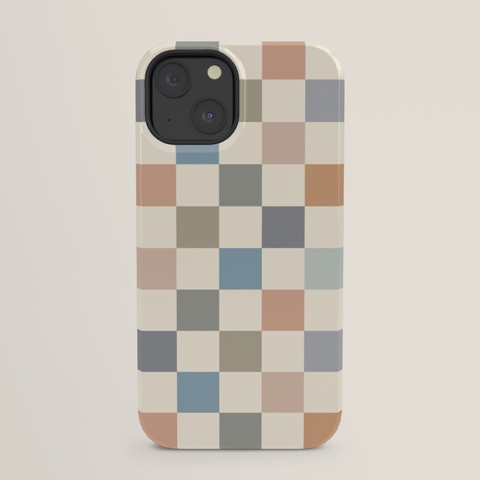Blue & Beige Neutral Checker iPhone Case Gallery Image 29