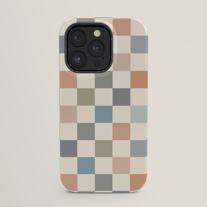 Blue & Beige Neutral Checker iPhone Case Gallery Image 23