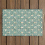 Art Deco Fans Pattern in Teal Outdoor Rug Gallery Image 1