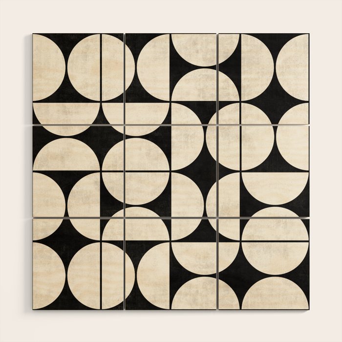Mid-Century Modern Pattern No.2 - Black and White Wood Wall Art Gallery Image 1
