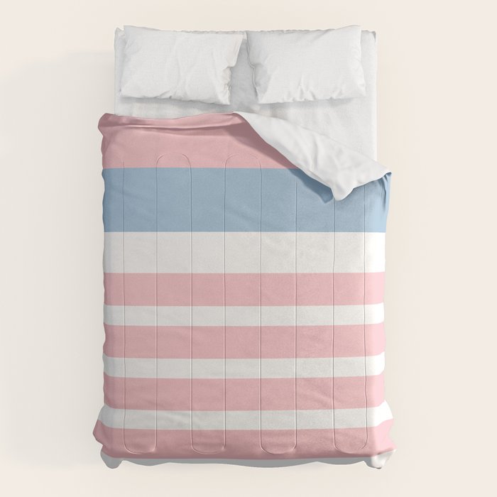 Pastel Pink Mixed Stripe Pattern with Light Blue and White Comforter Gallery Image 6