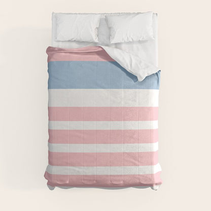 Pastel Pink Mixed Stripe Pattern with Light Blue and White Comforter Gallery Image 8
