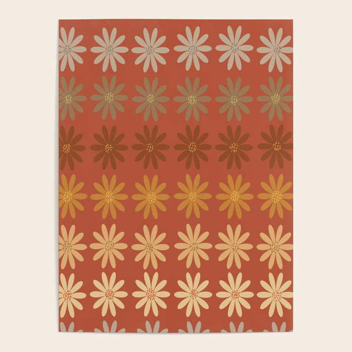 Ombre Abstract Daisies on Mandarin Orange Poster Gallery Image 1
