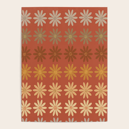 Ombre Abstract Daisies on Mandarin Orange Poster Gallery Image 2